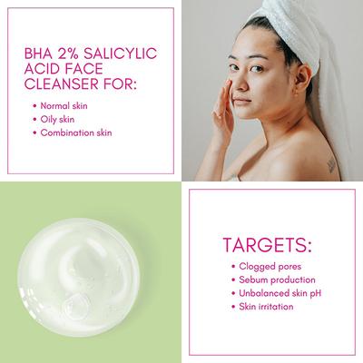 Cos-IQ Salicylic Acid 2 percent Face Cleanser with BHA Face Wash For Acne and Pimple for Unisex - 100 ml - Face Wash & Cleansers