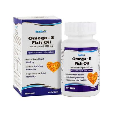 Healthvit Omega-3 Fish Oil 1000mg Double Strength 160mg EPA 120mg-Capsules 60's - Omega Fish Oil Fatty Acids