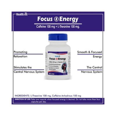 Healthvit Focus & Energy Caffeine- Capsules 60's - General Health
