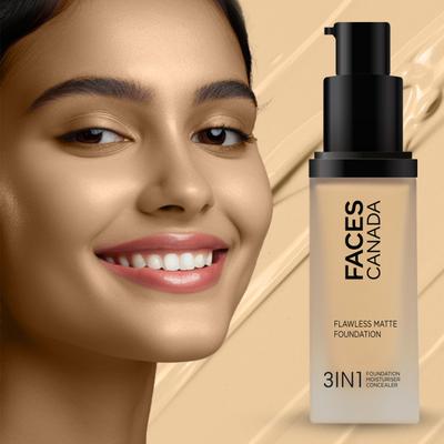 Faces Canada Flawless Matte Foundation - Medium Natural 022, 12 Hr Hydration + SPF 18 30 ml - Foundation