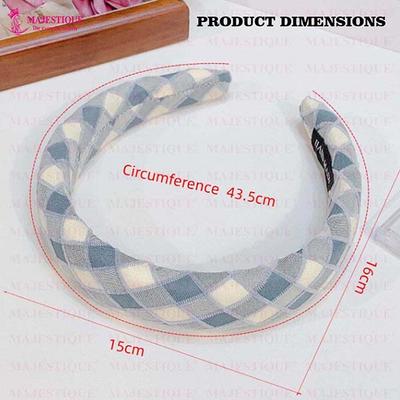 Majestique Padded and Wide Headbands, Puffy Sponge, Check Printed Vintage Hair Accessories 2's - Hair Clips/Bands