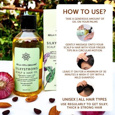 Bella Vita Organic Silkystrong Coffee Onion Ayurvedic Herbal Anti 225 ml - Hair Oils