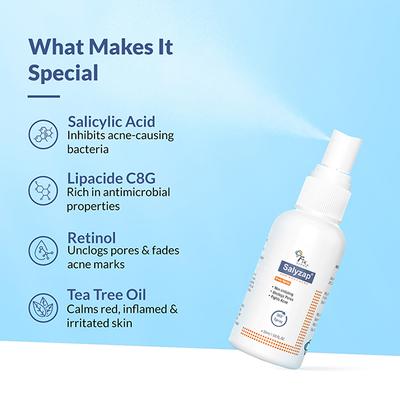 Fixderma 2% Salicylic Acid Salyzap Body Acne Spray For Acne on Back, Shoulders, Neck & Chest 50 ml - Essential Oils