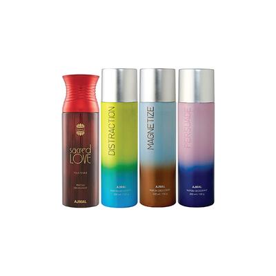 Ajmal 1 Sacred Love, 1 Distraction, 1 Magnetize And 1 Persuade Deodorants Pack of 4 200 ml - Deodorants/Roll-Ons