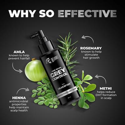Beardo Hair Serum Grey Control Reduce White Hair Restore Natural Color 50 ml - Hair Serums