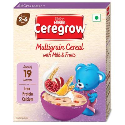 Nestle Ceregrow 2 - 6 years Multigrain Cereal with Milk & Fruits Powder - Refill Pack 300 gm - Baby And Infant Supplements