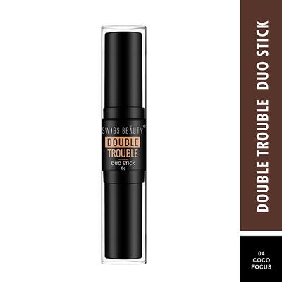 Swiss Beauty Double Trouble Duo Stick Contour and Highlighter Stick - ( 4 Coco Focus) 8gm - Highlighters & Illuminators
