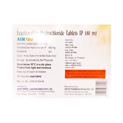 AIR 180mg Tablet 10's - Allergies-Ant