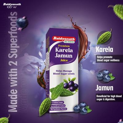 Baidyanath Premium Karela Jamun Juice 1000 ml - Diabetes Care (Ayush)