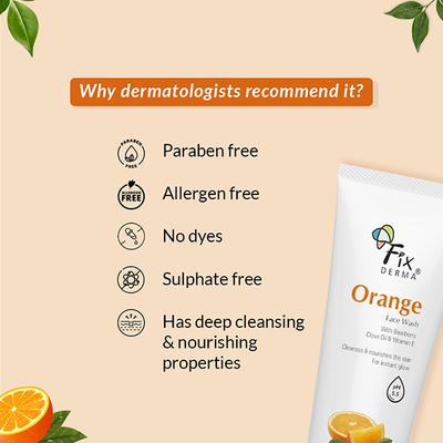 Fixderma Orange Face Wash With Vitamin E and Bearberry Tan Removal Face Wash 75 gm - Face Wash & Cleansers