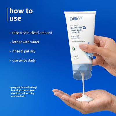 Plum 2% Niacinamide Face Wash With Rice Water For Bright, Soft Skin Gentle,Non-drying formula 150 ml - Face Wash & Cleansers