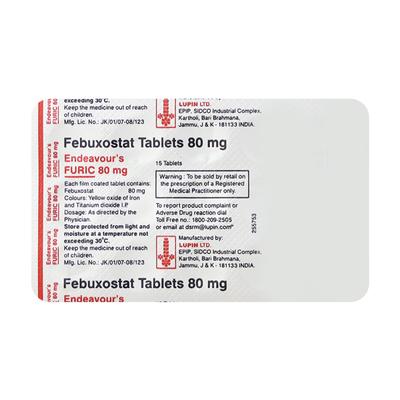 FURIC 80mg Tablet 15's - Gout