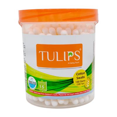 Tulips Cotton Swabs - Jar 100's - Cotton Wool & Swabs