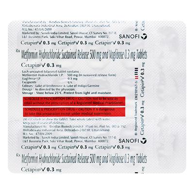 Cetapin V 0.3mg Tablet 15'S - Diabetes-Ant