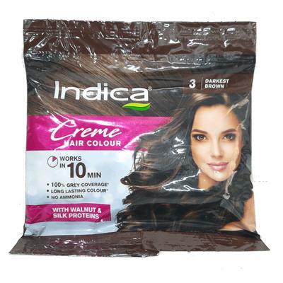 Indica Creme Hair Colour - 3 Darkest Brown 40 ml - Crème