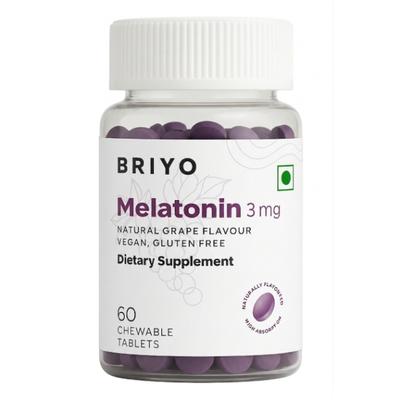Briyo Melatonin 3 mg Natural grape flavoured Chewable Tablets 60s - Multi-Vitamins