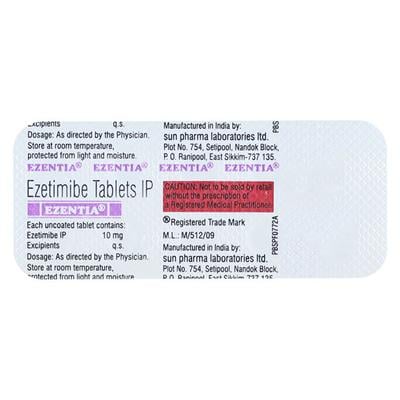 Ezentia 10mg Tablet 10'S - High Cholesterol-Dys