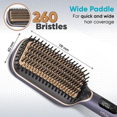 Vega Litstyle L1 Hair Straightener Brush for Women with Smart Memory Function, Quick Heat-Up, VHSB-06 525 gm - Hair Brushes