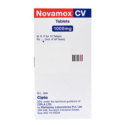 NOVAMOX CV 1gm Tablet 10's - Bacterial Infections-Pen