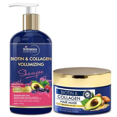 St.Botanica Volumizing Shampoo 300 ml + Hair Mask 200 ml - Biotin And Collagen - Shampoos