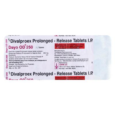 Dayo OD 250mg Tablet 10'S - Epilepsy/Convulsion-Ant