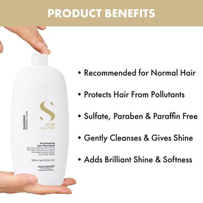 Alfaparf Milano Diamond Illuminating Low Shampoo, Linseed Extract, Shine, Wavy Hair 1000 ml - Shampoos