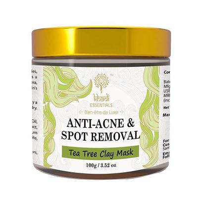 Khadi Essentials Tea Tree Clay Mask For Anti Acne and Blemishes SLS Paraben Free 100 gm - Masks & Peels