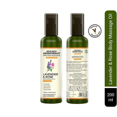 Keya Seth Aromatherapy Lavender and Rose Body Massage Oil for Women Calming, Soothing, Romantic 200 ml - Massage Oils