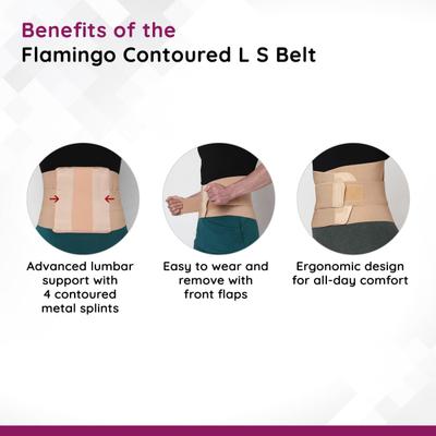 Flamingo Contoured L.S. Belt Black (OC2006) (XL) 1's - Back/Abdomen Supports