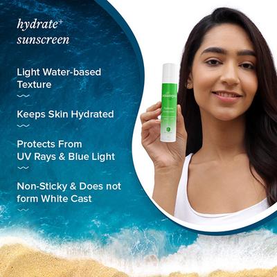 Aqualogica Hydrate Plus Dewy Sunscreen Coconut Water & Hyaluronic Acid Hydrate + Nourish SPF 50+ PA+++ UVA/UVB 50gm - Face Sunscreen