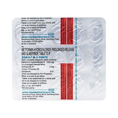 Zoryl M3 Forte Tablet 15'S - Diabetes-Ant