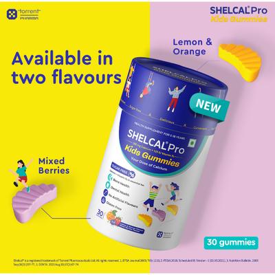 Shelcal Pro Kids Sugar free Gummies - Lemon, Orange & Mixed Berries Flavours 30's - Multi-Vitamins