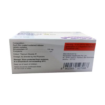 BRIVASURE XR 100 Tablet 10's - Epilepsy/Convulsion-Ant