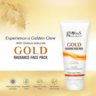 Globus Naturals Gold Radiance Anti Ageing & Brightening Face Pack, 100gm each 2's - Masks & Peels