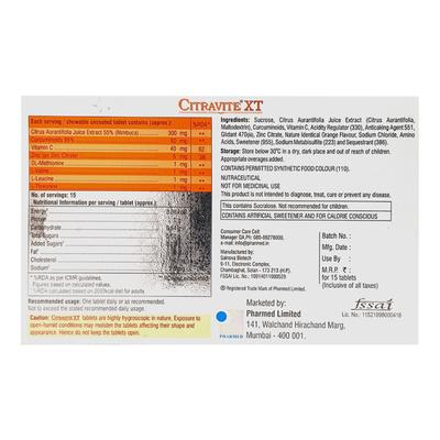 Citravite XT Orange Flavour Chewable Tablet 15'S - Supplements-Vam