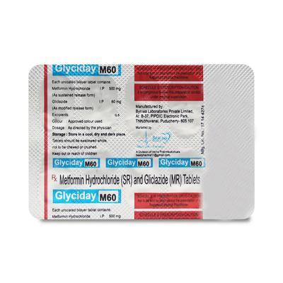 GLYCIDAY M 60mg Tablet 10's - Diabetes-Ant