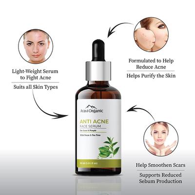 Aravi Organic Anti Acne Face Serum with Tea Tree and Neem 30 ml - Face Serum