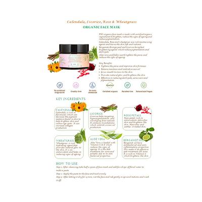 Precious & Nature'S Organic Brightening Face Mask with Calendula Licorice Rose and Wheatgrass 25 gm - Face Mask