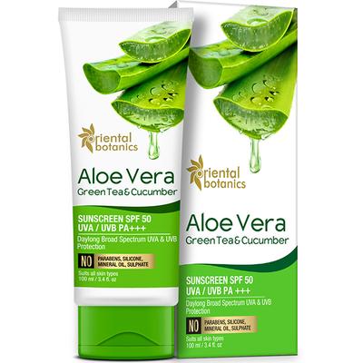 Oriental Botanics Aloe Vera, Green Tea & Cucumber SPF 50 Sunscreen Cream 100 ml - Face Sunscreen