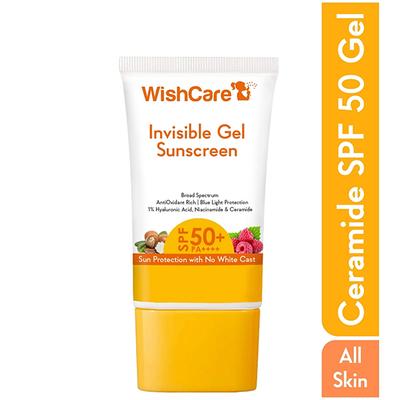 WishCare Invisible Gel Sunscreen SPF 50+ PA++++ - Broad Spectrum Protection With No White Cast 50 gm - Face Sunscreen