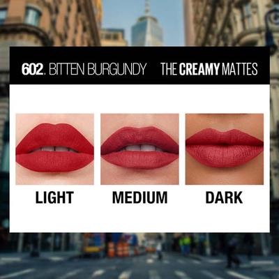 Maybelline New York Color Sensational Creamy Matte Lipstick, 602 Bitten Burgundy 1's - Lipsticks