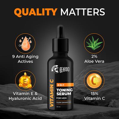 Beardo Vitamin-C 2-In-1 Toning Serum Glow Emhancing for Men 30ml - Face Serum