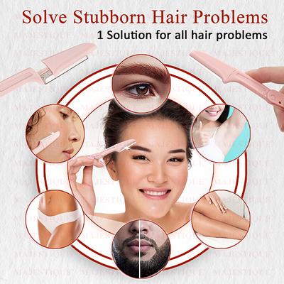 Majestique Foldable and Reusable Facial Hair Razor for Face, Eyebrows, Upper Lip - Multicolor 1's - Cleansing Brushes