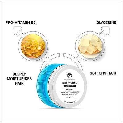 The Man Company Shine Strong Hold - Sportivo Pomade Aloe Vera & Vitamin E 100gm - Hair Gels & Waxes