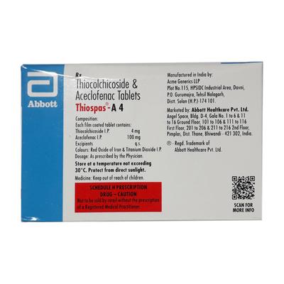 THIOSPAS A 4 Tablet 15's - Muscle Spasm-Mus