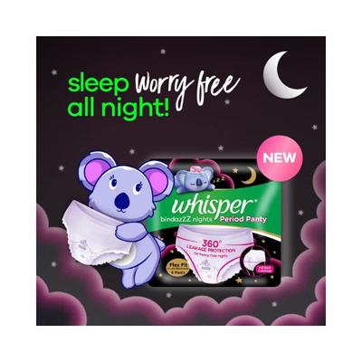 Whisper Bindazzz Nights Period Panties for women and girls, 185g 6's - Sanitary Napkins