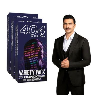 Bold Care 404 by Bold Care Variety Pack Condoms (Pack of 3 x 10) - Plain/Flavoured Condoms