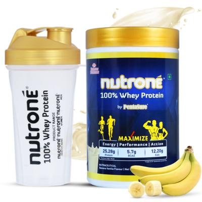 Nutrone 100% Whey Protein Powder - Banana Vanilla Flavour (with Free Shaker) 480 gm - Whey Proteins