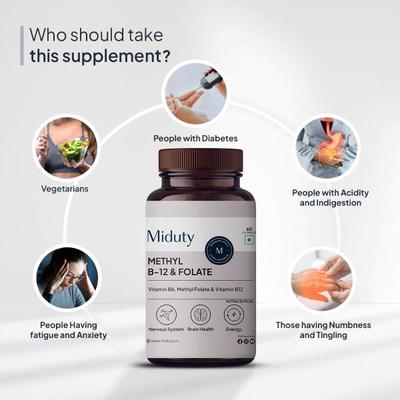 Miduty Methyl B 12 & Folate Chewable Tablet 60's - Calcium And Minerals