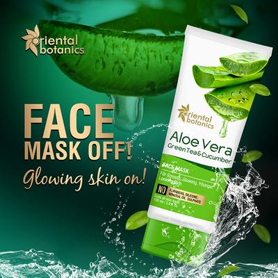 Oriental Botanics Aloe Vera, Green Tea & Cucumber Face Mask 100 ml - Masks & Peels